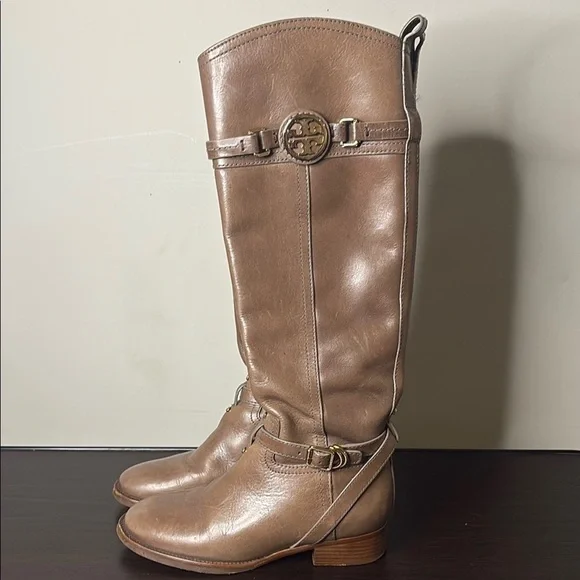 Tory Burch Tan Leather Riding Boots - Picture 1 of 16